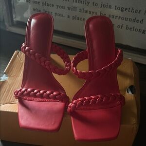 Women's Red Braided Strap Sandals